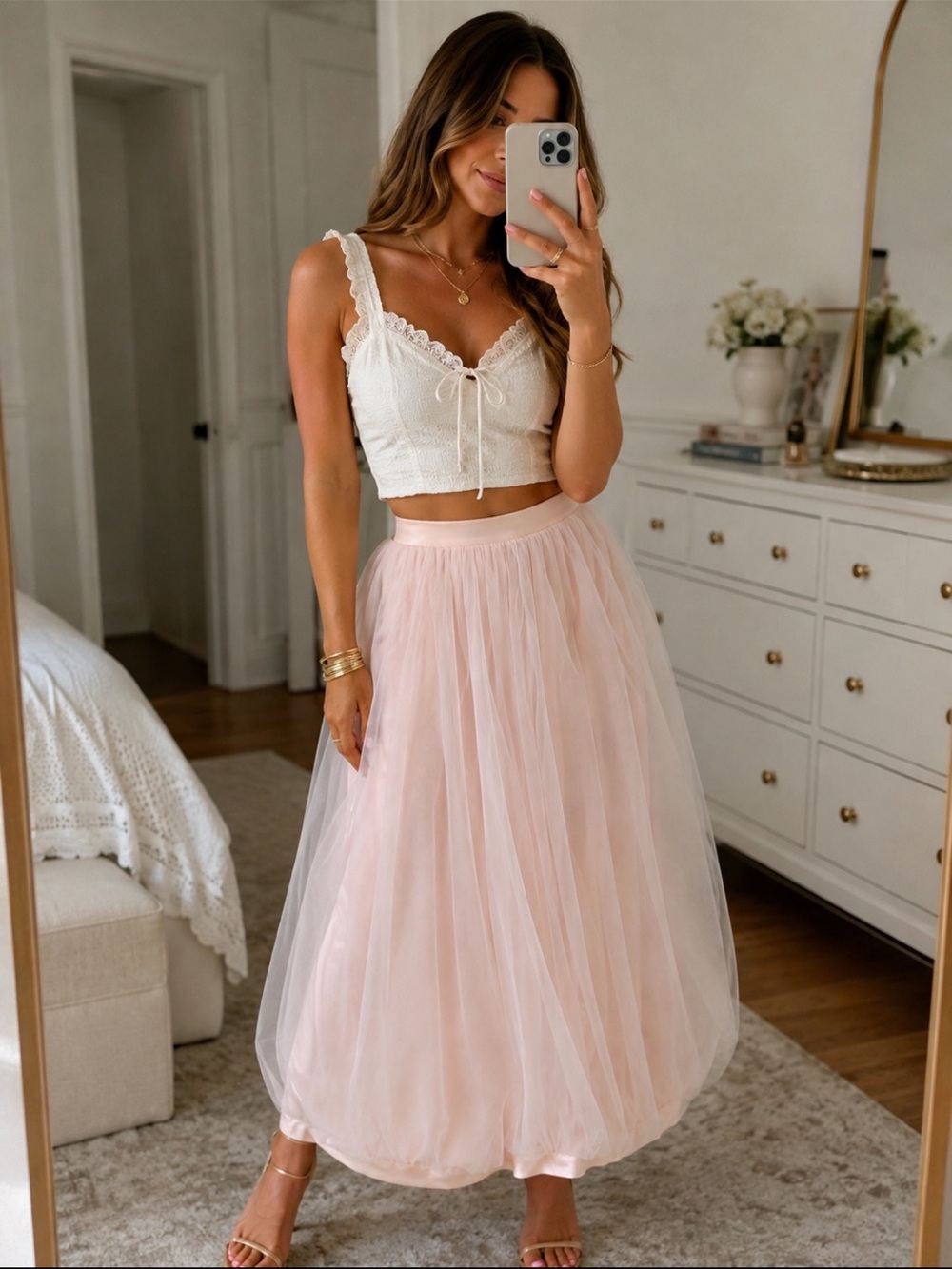 Space 46 Boutique Light Blush Tulle Skater Skirt